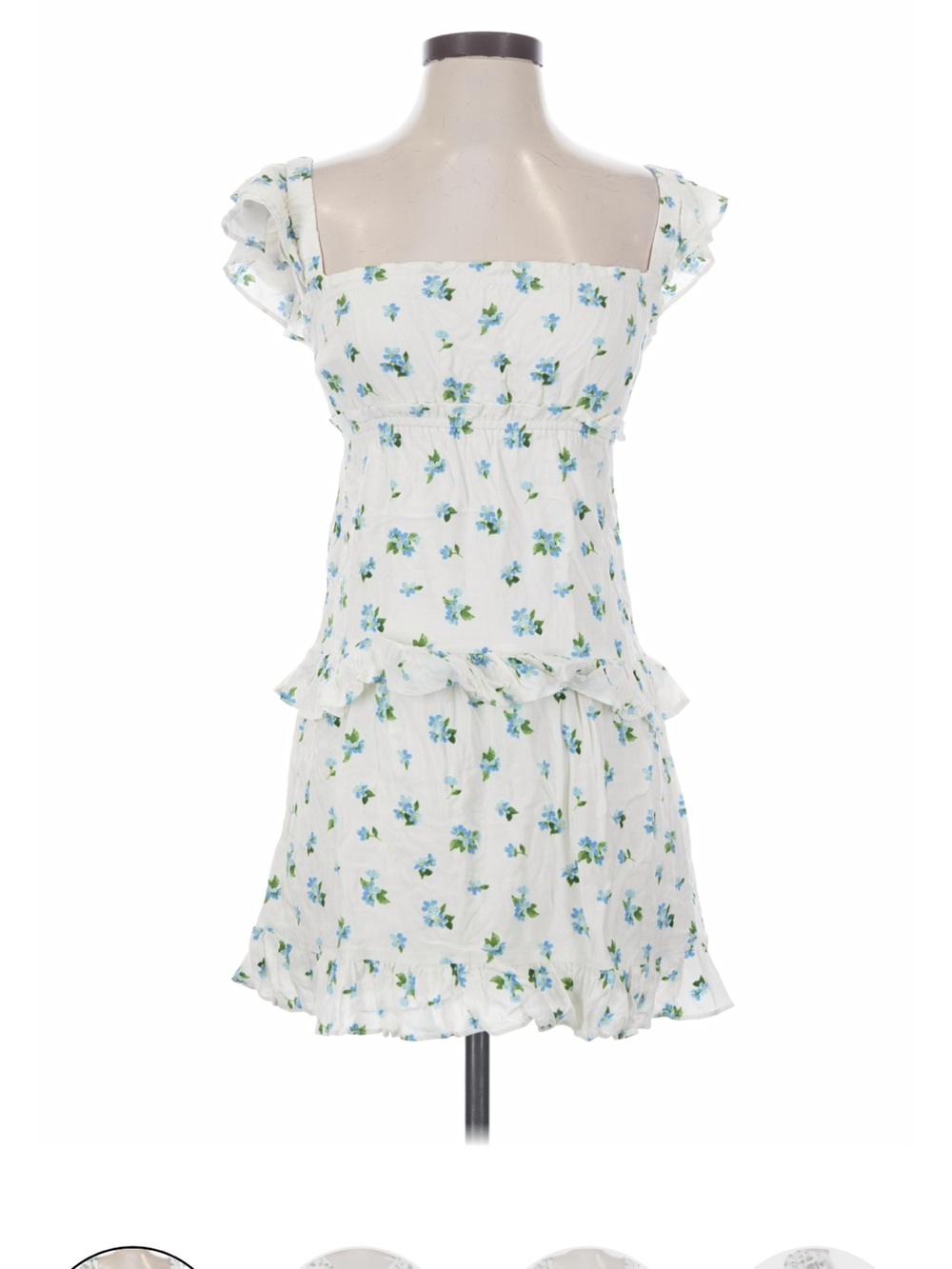 WeWoreWhat White Mini Dress with Blue Floral Print